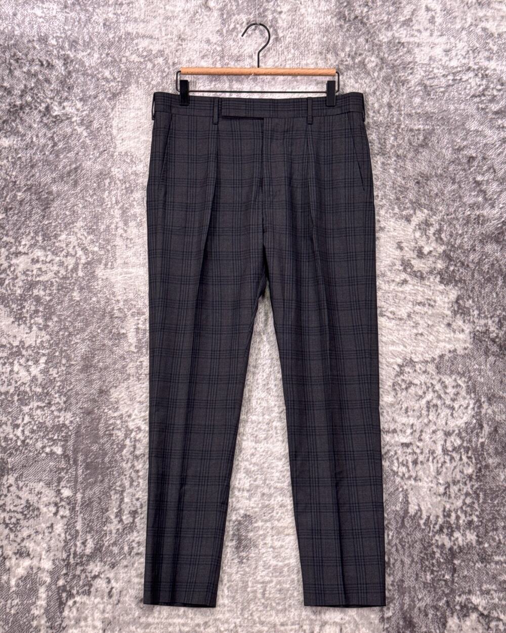 Paul Smith Pants 32 x 28 Mens Slim Fit Gray Wool Check Plaid Trouser